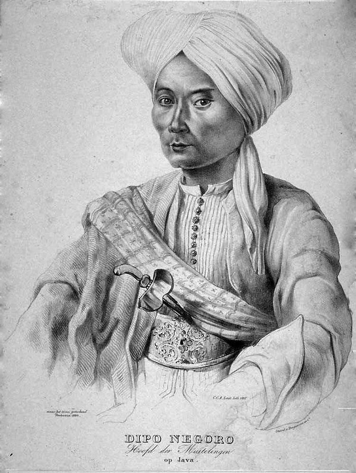 Pangeran Diponegoro dalam litografi C. C. A. Last, 1835.